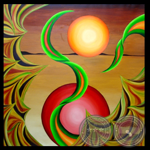 PAISAJE CON DOS SOLES, 2006 - Óleo de MERCEDES McLEAN DE CENTURIÓN